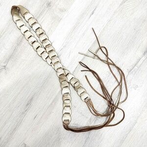 Gold Toned Leather Bohemian Tie Front Belt